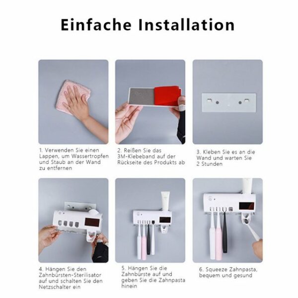 Mutoy Zahnbürstenhalter Zahnbürstenhalter wand, (Intelligente UV-Sterilisation Reinigungszahnbürstenhalter mit Eingebauter Trocknungsfunktion Elektrisch Zahnpastaspender Wandmontage ohne bohren mit Aufkleber für Erwachsener Kinder Eltern, Organizer für Elektrische /Zahnbürste)