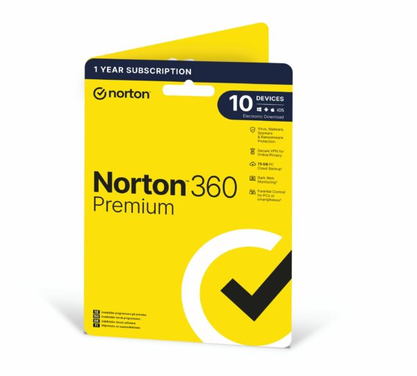 NORTON - 360 Premium Antivirus Software - 10 Devices 1 Year